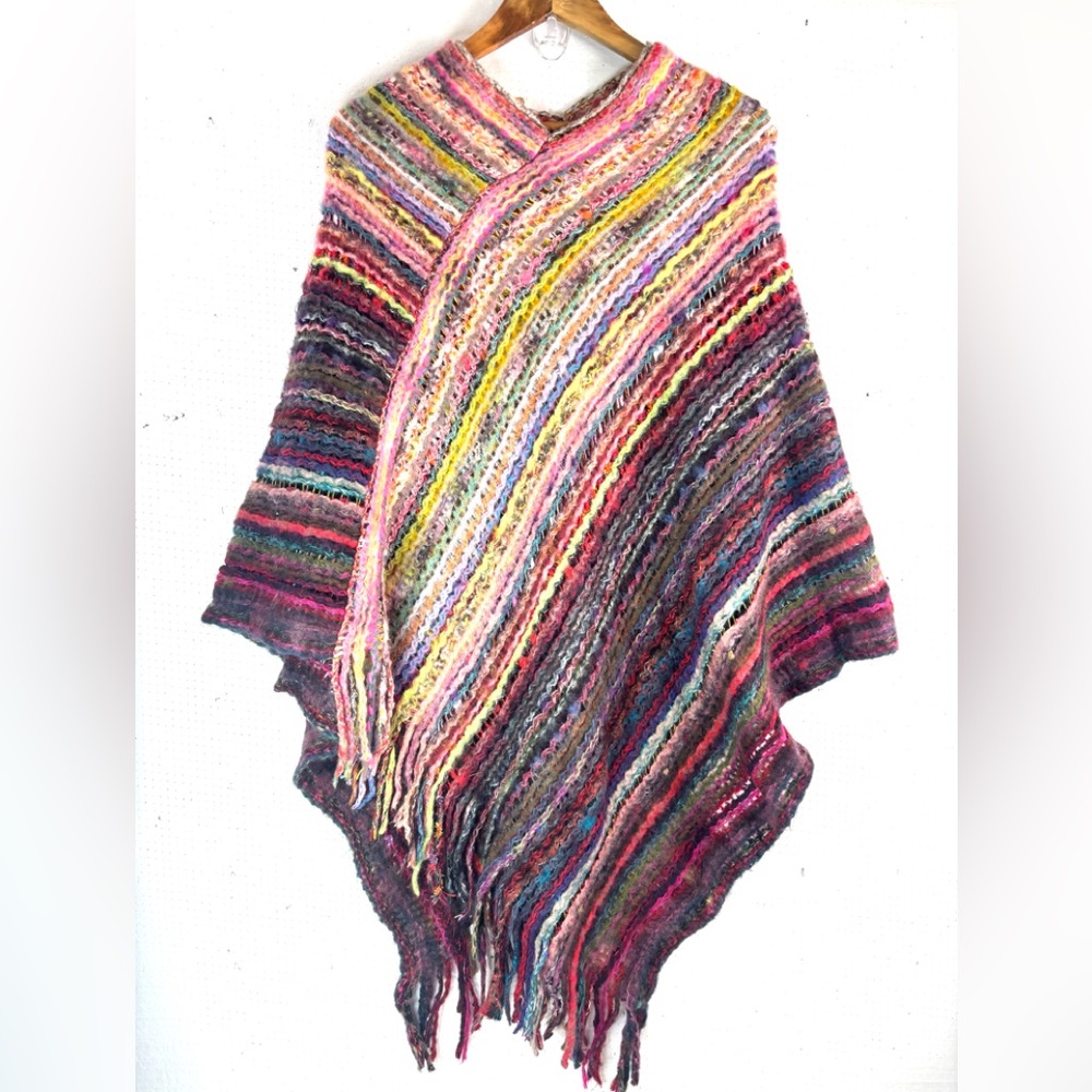 Pinklicious OS Yummy Soft Multicolor Open Knit Pancho Top